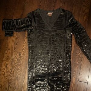 MICHAEL Michael Kors Charcoal Sequin V-Neck Top